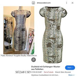 Marc Bouwer Sequin Snakeskin Cocktail Dress Size 6 Party Formal Wedding Party